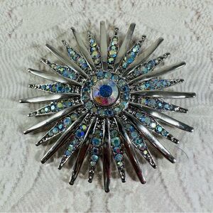 Silver and Blue Starburst Brooch